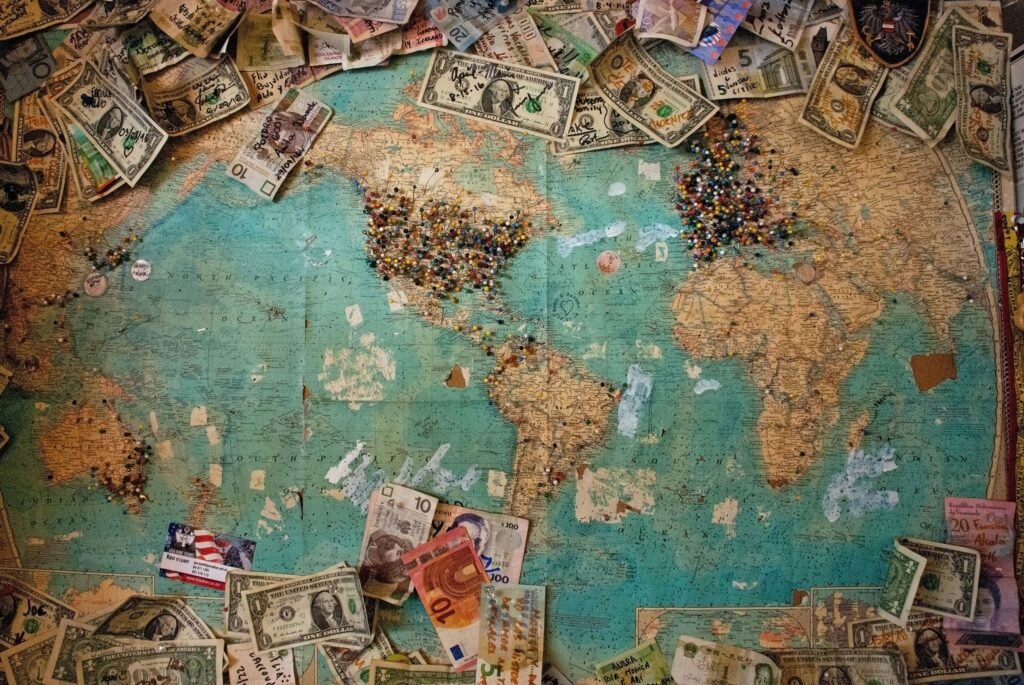 Travel map and money
