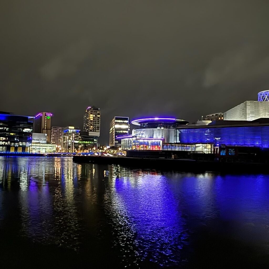 Manchester Salford lowry at night